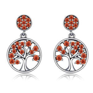 BAMOER Genuine 100% 925 Sterling Silver Tree of Life ,AAA Zircon Drop Earrings for Women Sterling Silver Jewelry Brincos SCE067