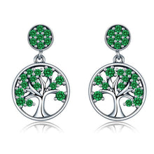 Load image into Gallery viewer, BAMOER Genuine 100% 925 Sterling Silver Tree of Life ,AAA Zircon Drop Earrings for Women Sterling Silver Jewelry Brincos SCE067