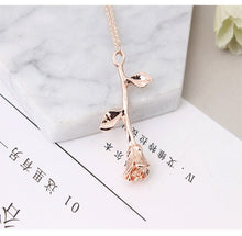 Load image into Gallery viewer, Fashion Jewelry Collier Pink Gold Rose Statement Pendant Necklace Women&#39;s Beauty and Beast Jewelry Lovers Gifts  4CND24