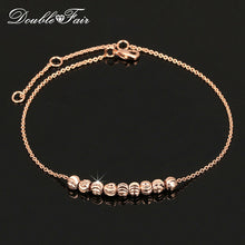 Load image into Gallery viewer, Double Fair Metal Beads Anklets Chain Rose Gold Color/Silver Tone Simple Style Foot Fashion Jewellery/Jewelry For Women DFA020