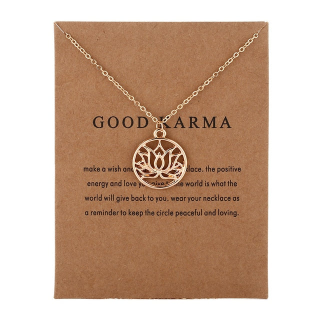 Fashion Jewelry New Arrived GOOD KARMA Buddha Lotus Pendant Necklace For Women Wholesale