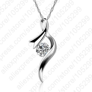 JEXXI New Arrival Europe Style Women Girl Gift Cubic Zircon Pendant Necklace 925 Sterling Silver Chain Jewelry Free Shipping