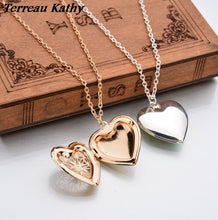 Load image into Gallery viewer, Terreau Kathy Real Shooting Plated Gold Hollow Heart-Shaped Pendant Necklace Women Jewelry Accessories Cute Photo Box