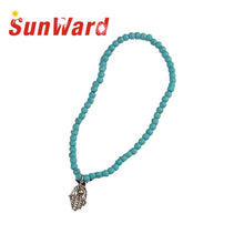 Load image into Gallery viewer, Fashion Anklet Boho Beads Hamsa Fatima Anklets Foot Chain Beach Jewelry Lucky Blue Flowers Foot Jewelry  Ankle Bracelet Jun12
