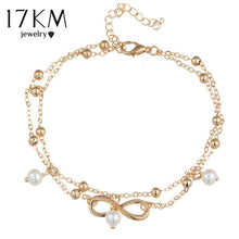 Load image into Gallery viewer, 17KM New Double Infinite Beads Pendant Anklet Foot Chain For Woman Summer Bracelet Charm 2 Color Anklets Foot Jewelry Gift