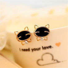 Load image into Gallery viewer, Hot Sell Fashion Earrings/Fashion jewelry/Lovely Rhinestone Cat Earrings Cute Cat Stud Earrings For Women Girls Gift