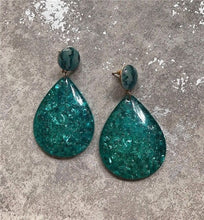 Load image into Gallery viewer, AOMU New Dark Green Geometric Round Big Circle Acrylic Statement Long Drop Earrings Acetic Acid Stone Earrings for Women Girl