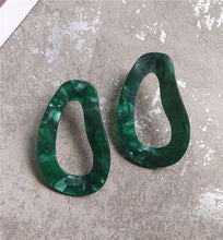 Load image into Gallery viewer, AOMU New Dark Green Geometric Round Big Circle Acrylic Statement Long Drop Earrings Acetic Acid Stone Earrings for Women Girl