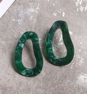 AOMU New Dark Green Geometric Round Big Circle Acrylic Statement Long Drop Earrings Acetic Acid Stone Earrings for Women Girl