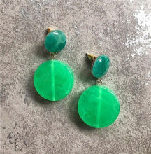 Load image into Gallery viewer, AOMU New Dark Green Geometric Round Big Circle Acrylic Statement Long Drop Earrings Acetic Acid Stone Earrings for Women Girl