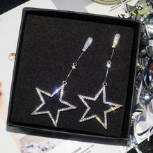 Load image into Gallery viewer, 2018 New Fashion Brincos Oorbellen Bijoux Crystal Rhinestone Hollow Five-pointed Star Hanging Earrings Ladies Fashion Jewelry