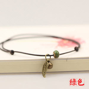 Simple Ceramic Anklets female  original hand-woven fashion anklets leaf ceramic jewelry jewlries wholesale #1023