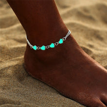 Load image into Gallery viewer, Bohemia Luminous Heart Pendant Anklets For Women Pretty Bracelet on the Leg Lover Anklet Fashion Female Foot Jewelry Party Gift