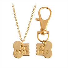 Load image into Gallery viewer, QIHE JEWELRY 2pcs/set Gold Silver Color Dog Bone Best Friends Charm Necklace &amp; Keychain  BFF Bones Friendship Jewelry