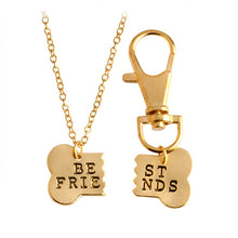 Load image into Gallery viewer, QIHE JEWELRY 2pcs/set Gold Silver Color Dog Bone Best Friends Charm Necklace &amp; Keychain  BFF Bones Friendship Jewelry