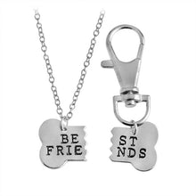 Load image into Gallery viewer, QIHE JEWELRY 2pcs/set Gold Silver Color Dog Bone Best Friends Charm Necklace &amp; Keychain  BFF Bones Friendship Jewelry