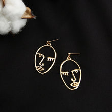 Load image into Gallery viewer, 2018 New Arrival Abstract Stylish Hollow Out Face Dangle Earrings Girls Statement Drop Earrings Statement  Earrings A04