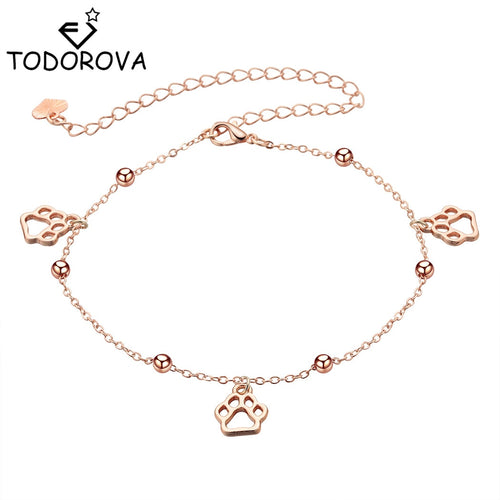 Todorova Animal Pet Paw Print Anklet Foot Chain Anklet Summer Bracelet Charm Anklet Paw Tassel Sandals Beach Foot Jewelry Gift