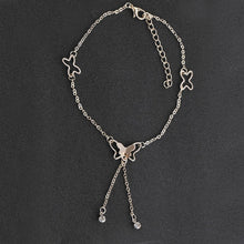 Load image into Gallery viewer, QCOOLJLY Butterfly Pendant Anklets Foot Chain Summer Yoga Beach Leg Bracelet Handmade Anklet Rose Gold Silver Color Jewelry