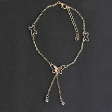 Load image into Gallery viewer, QCOOLJLY Butterfly Pendant Anklets Foot Chain Summer Yoga Beach Leg Bracelet Handmade Anklet Rose Gold Silver Color Jewelry