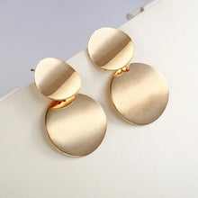 Load image into Gallery viewer, E0202 Unique Metal Drop Earrings Trendy Gold Color Round Statement Earrings for Women New Arrival wing Fashion Jewelry