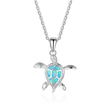 Load image into Gallery viewer, Fashion Silver Filled Blue Imitati Opal Sea Turtle Pendant Necklace for Women Female Animal Wedding Ocean Beach Jewelry Gift