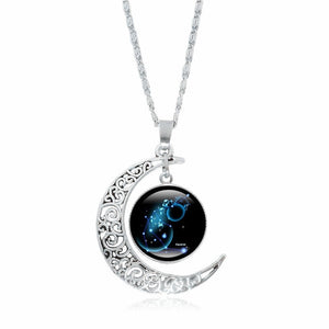 XUSHUI XJ 12 Constellation Glass Cabochon Pendant Necklace