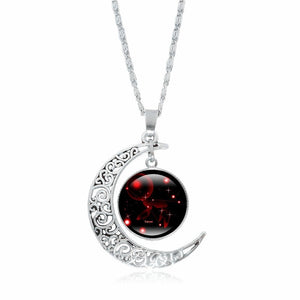 XUSHUI XJ 12 Constellation Glass Cabochon Pendant Necklace