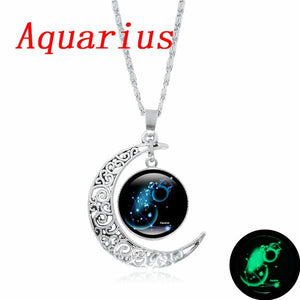 XUSHUI XJ 12 Constellation Glass Cabochon Pendant Necklace