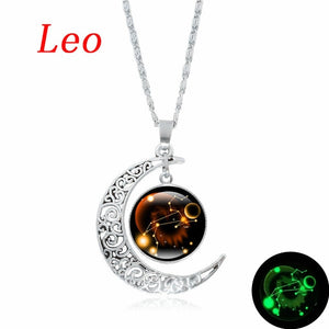 XUSHUI XJ 12 Constellation Glass Cabochon Pendant Necklace