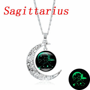 XUSHUI XJ 12 Constellation Glass Cabochon Pendant Necklace