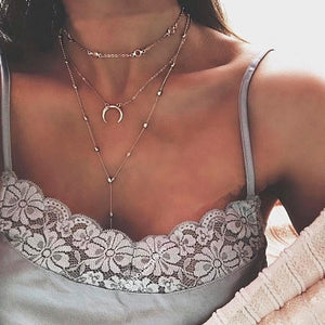 KISSWIFE Bohemian Fashion Women Necklaces&Pendants 3 Multi Layer Necklace Tassel Charm Bar Statement Necklace For Women Sweater