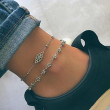 Load image into Gallery viewer, 2 Pcs/set Women Exquisite Hollow Butterfly Flower Heart Love Chain Bead Pendant Silver Anklet Charm Beach Party Jewelry