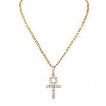 Load image into Gallery viewer, Hip Hop Stainless Steel Cross Pendant Necklace Shellhard Gold Silver Color Crystal Long Chain Necklace Men Women Charm Jewelry