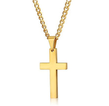 Load image into Gallery viewer, New Cross Necklaces &amp; Pendants For Men Stainless Steel Gold Colour Male Pendant Necklaces Prayer Jewelry Friend Gift