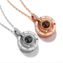 Load image into Gallery viewer, Dropshipping New Rose Gold Silver 100 Languages I Love You Projection Pendant Necklace Romantic Love Memory Wedding Necklace