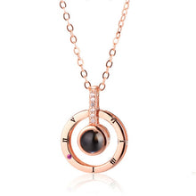 Load image into Gallery viewer, Dropshipping New Rose Gold Silver 100 Languages I Love You Projection Pendant Necklace Romantic Love Memory Wedding Necklace