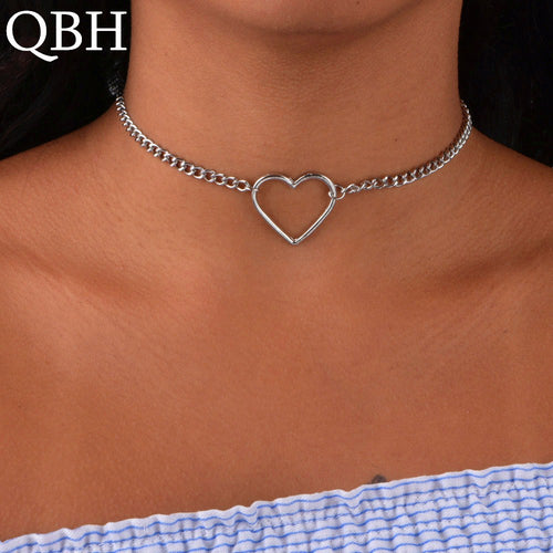 NK218 Hollow Heart Choker Necklaces For Women Clavicle Colar Statement Necklace Collares Heart Dainty Pendant Necklace Gift