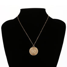 Load image into Gallery viewer, Ingemark Simple Vintage Carved Coin Pendant Necklace Statement Face Goddess Virgin Mary Rose Angel Long Chain Necklace Women