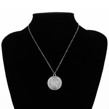 Load image into Gallery viewer, Ingemark Simple Vintage Carved Coin Pendant Necklace Statement Face Goddess Virgin Mary Rose Angel Long Chain Necklace Women