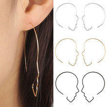 Load image into Gallery viewer, Trendy Gold Silver Black Color Human Face Profile Dangle Earrings for Women Boho Drop Earrings Jewelry Gifts