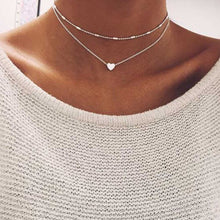 Load image into Gallery viewer, FAMSHIN Fashion Gold Silver Color Jewelry Love Heart Necklaces &amp; Pendants Double Chain Choker Necklace Collar Women Jewelry Gift