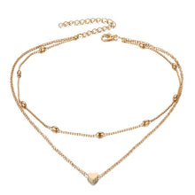 Load image into Gallery viewer, FAMSHIN Fashion Gold Silver Color Jewelry Love Heart Necklaces &amp; Pendants Double Chain Choker Necklace Collar Women Jewelry Gift
