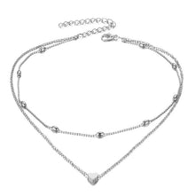 Load image into Gallery viewer, FAMSHIN Fashion Gold Silver Color Jewelry Love Heart Necklaces &amp; Pendants Double Chain Choker Necklace Collar Women Jewelry Gift