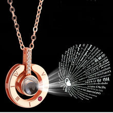 Load image into Gallery viewer, Rose Gold&amp;Silver 100 languages I love you Projection Pendant Necklace Romantic Love Memory Wedding Necklace