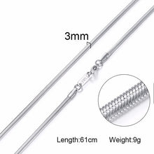 Load image into Gallery viewer, Vnox 3-6MM Silver Tone Snake Cocoon Curb Link Flat Box Wheat Chains Stainless Steel Men Necklace Choker Jewelry 24 inch