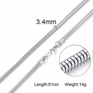 Vnox 3-6MM Silver Tone Snake Cocoon Curb Link Flat Box Wheat Chains Stainless Steel Men Necklace Choker Jewelry 24 inch