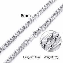 Load image into Gallery viewer, Vnox 3-6MM Silver Tone Snake Cocoon Curb Link Flat Box Wheat Chains Stainless Steel Men Necklace Choker Jewelry 24 inch