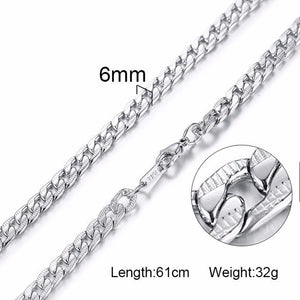 Vnox 3-6MM Silver Tone Snake Cocoon Curb Link Flat Box Wheat Chains Stainless Steel Men Necklace Choker Jewelry 24 inch