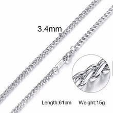 Load image into Gallery viewer, Vnox 3-6MM Silver Tone Snake Cocoon Curb Link Flat Box Wheat Chains Stainless Steel Men Necklace Choker Jewelry 24 inch